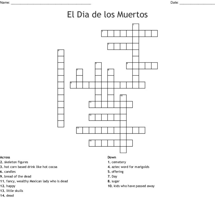 Dia de los muertos crossword